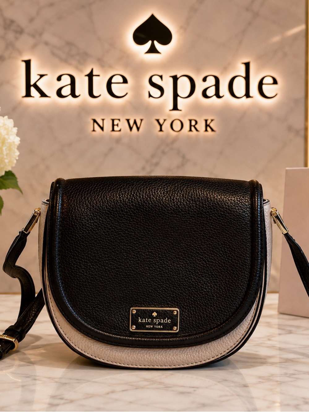 Kate Spade Oliver Street Sadelle Pebbled Leather Saddle Bag Black